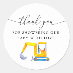 Construction Baby Shower Favour Classic Round Sticker