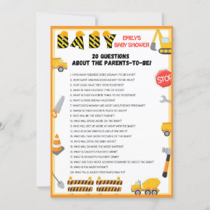 Construction Baby Shower Game - Editable Name - Invitation