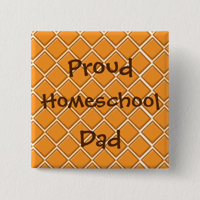 Construction background homeschool dad 15 cm square badge (Front)