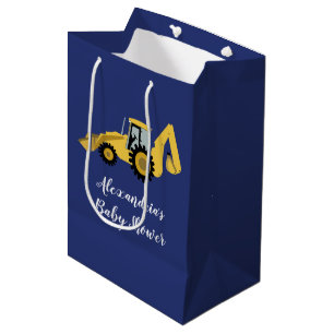 Construction Backhoe Baby Shower Gift Bag