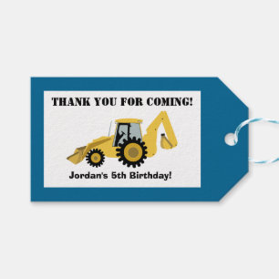 Construction Backhoe Custom Gift Favour Tag