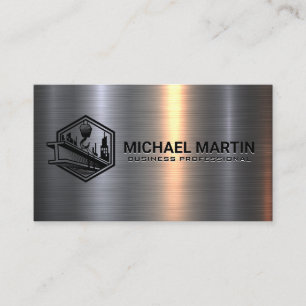 Construction Beam and Winch   Metal   Business Card