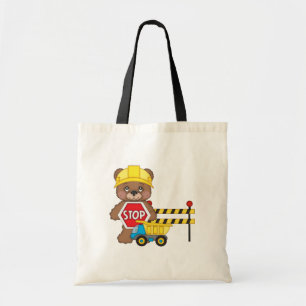 Construction Bear kids tote bag