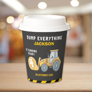 Construction Birthday 4th Dump Truck Party Paper Cups