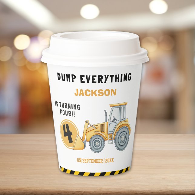 Construction Birthday 4th | Dump Truck Party Paper Cups (Creator Uploaded)