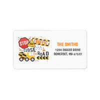 Construction Birthday Address Labels Dump Truck