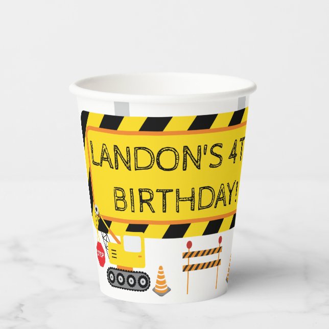 Construction Birthday Close The Road  Paper Cups (Front)
