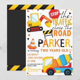 Construction Birthday Cute Invitation