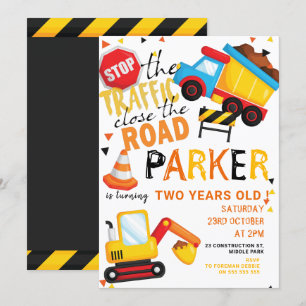 Construction Birthday Cute Invitation