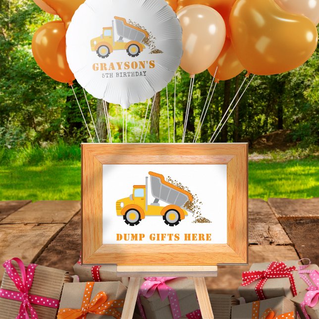 Construction Birthday Dump Gifts Here Party Sign (Construction Birthday Dump Gifts Here Party Sign)