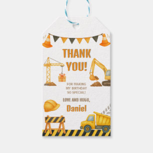 Construction Birthday Dump Truck Gift Tags