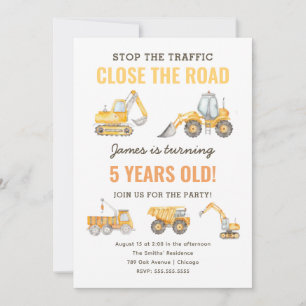 Construction Birthday Dump Truck Party Invitation