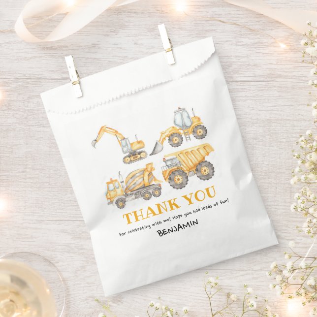 Construction Birthday Dump Truck Party Thank You Favour Bags (Clipped)