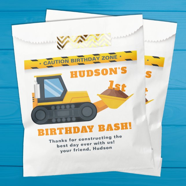 Construction Birthday Favour Bag – Yellow Dump  (Construction Birthday Favor Bag)