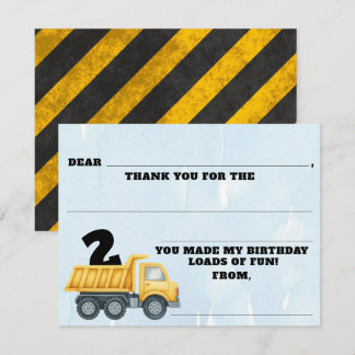 Construction Birthday Fill In The Blank Thank You Card
