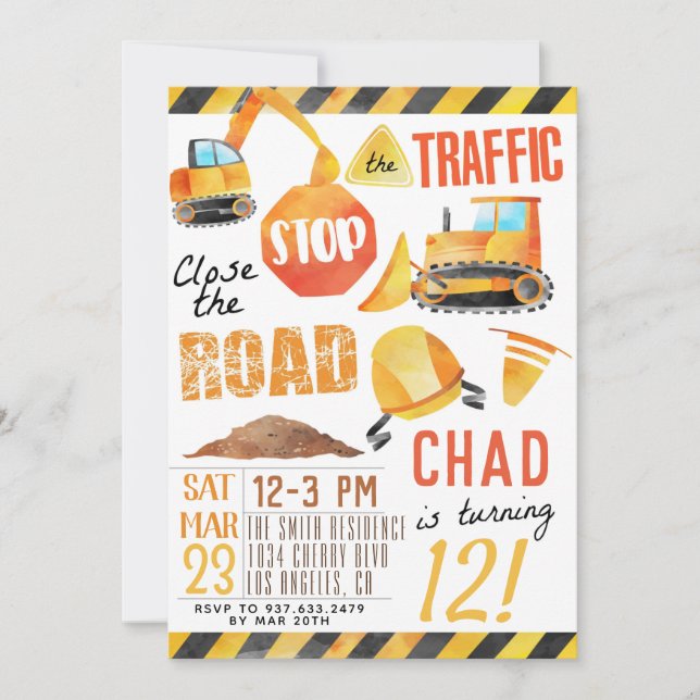 Construction Birthday Invitation (Front)