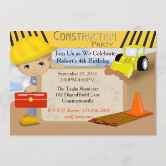 Construction Birthday  Invitation