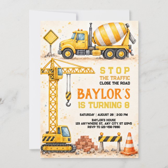 Construction Birthday Invitation (Front)