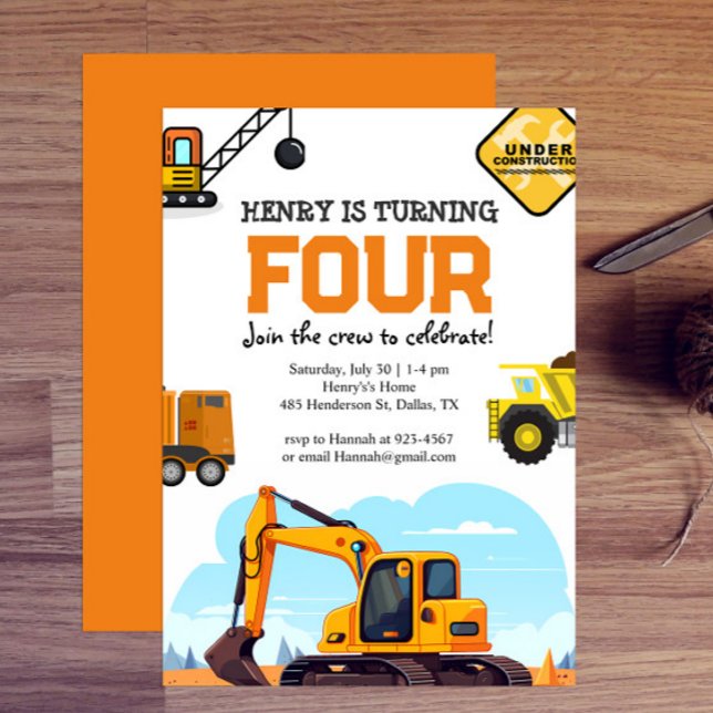 Construction Birthday Invitation (Creator Uploaded)