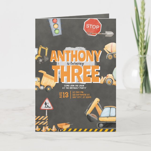 Construction Birthday Invitation (Front)