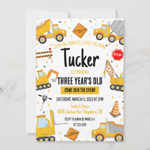 Construction Birthday Invitation