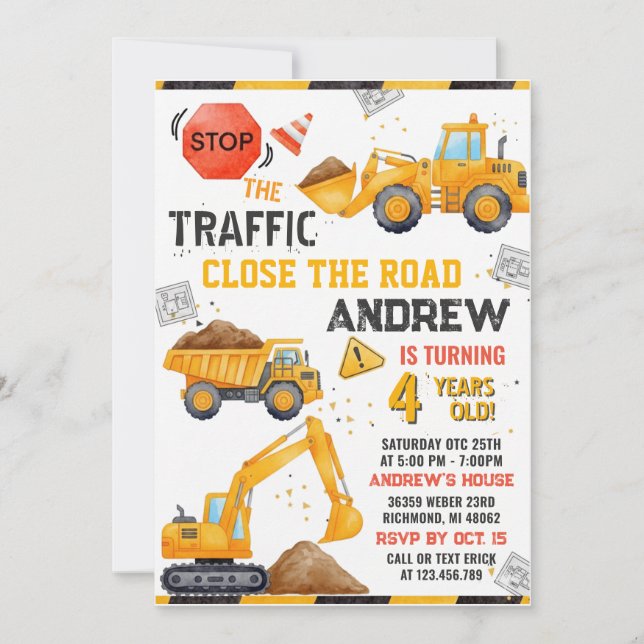Construction Birthday Invitation (Front)