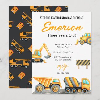 Construction Birthday Invitation
