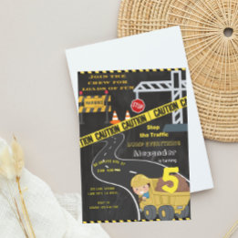 Construction Birthday Invitation Card