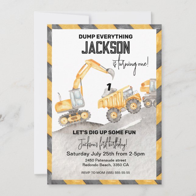 Construction Birthday Invitation, Dump Everything! Invitation (Front)