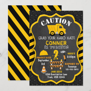 Construction Birthday Invitation   Dump Truck  