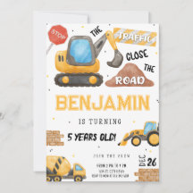 Construction Birthday Invitation Dump Truck Party