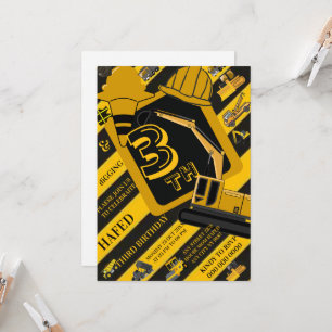 Construction Birthday Invitation, Editable Constru Invitation