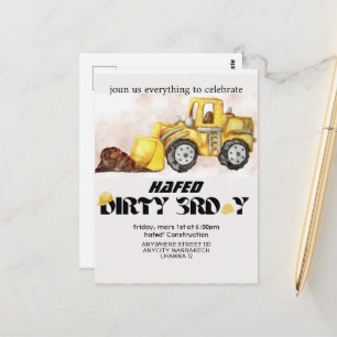 Construction Birthday Invitation Editable Dump Tru Postcard