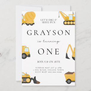 Construction Birthday Invitation For Kids