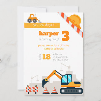 Construction birthday invitation template bday