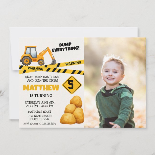 Construction Birthday Invitation Templates (Front)