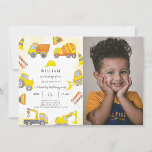 Construction Birthday Invitation With Photo