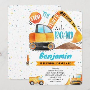 Construction Birthday invitations