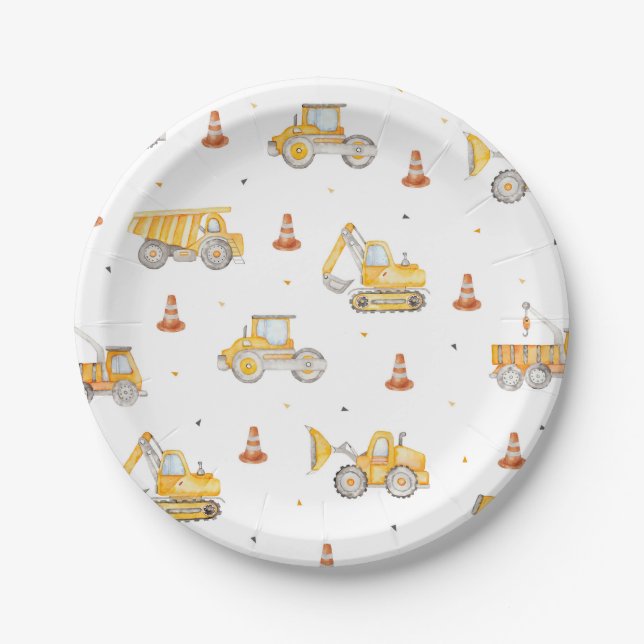 Construction Birthday Paper Plate (Front)
