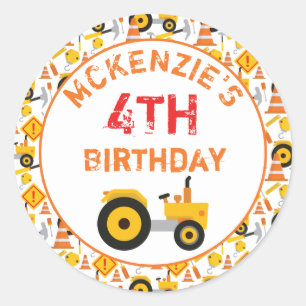 Construction Birthday Party Age  Classic Round Sti Classic Round Sticker