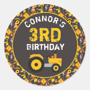 Construction Birthday Party Age  Classic Round Sticker