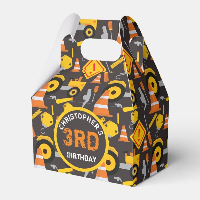 Construction Birthday Party Age Favour Box (Front Side)