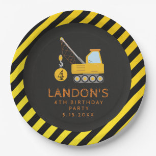 Construction Birthday Party Close The Road Paper Plate