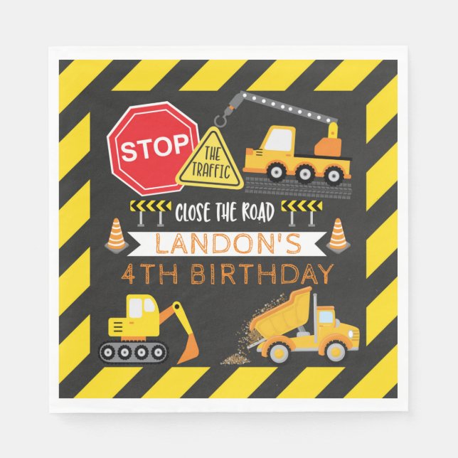 Construction Birthday Party Decor Napkin (Front)