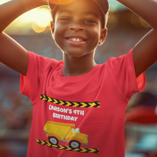 Construction Birthday Party Dump Truck Red Kids T-Shirt