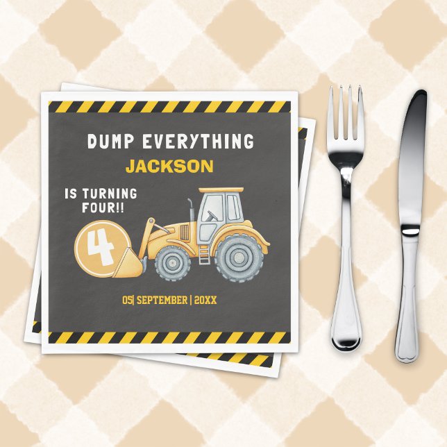 Construction Birthday Party  | Excavator & Truck Napkin (Creator Uploaded)