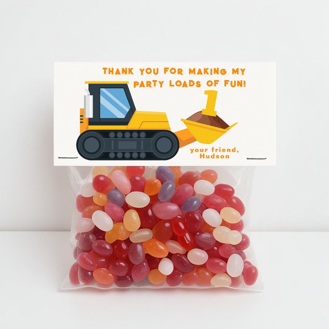 Construction Birthday Party Favour Tag – Yellow (Fun Birthday Favor Tag)