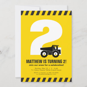 Construction birthday party invitation
