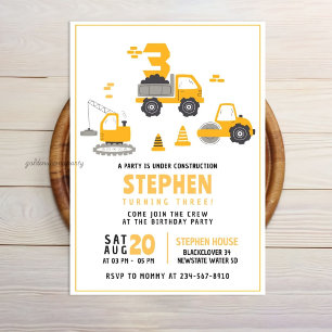 Construction Birthday Party Invitation