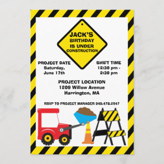 Construction Birthday Party Invitation